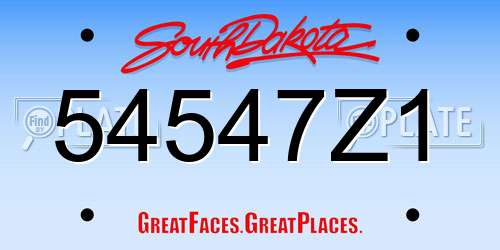 54547Z1 South Dakota License Plate