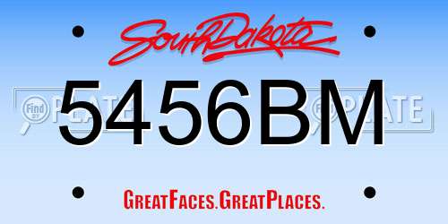 5456BM South Dakota License Plate