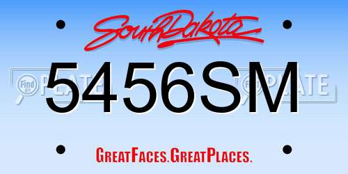 5456SM South Dakota License Plate