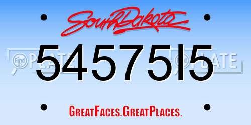 54575I5 South Dakota License Plate
