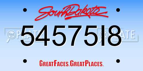 54575I8 South Dakota License Plate
