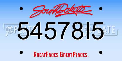 54578I5 South Dakota License Plate