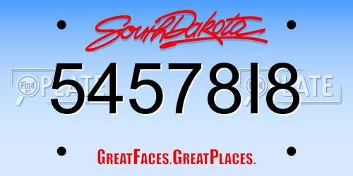 54578I8 South Dakota License Plate