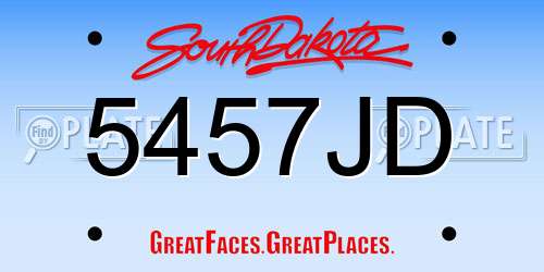 5457JD South Dakota License Plate