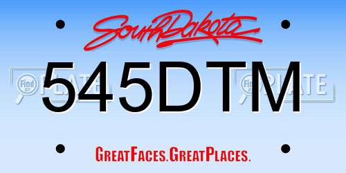 545DTM South Dakota License Plate