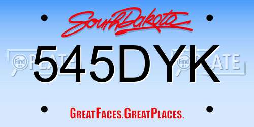 545DYK South Dakota License Plate