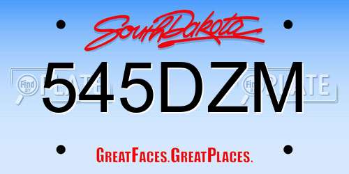 545DZM South Dakota License Plate