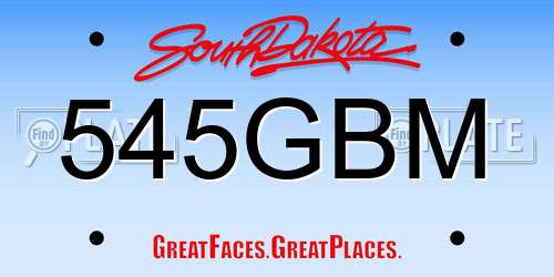 545GBM South Dakota License Plate