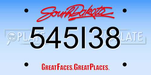 545I38 South Dakota License Plate