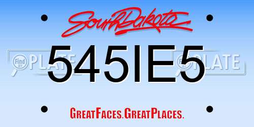 545IE5 South Dakota License Plate