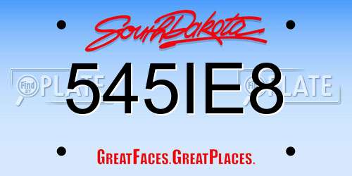 545IE8 South Dakota License Plate