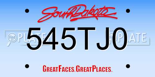 545TJ0 South Dakota License Plate
