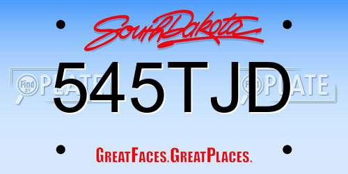 545TJD South Dakota License Plate