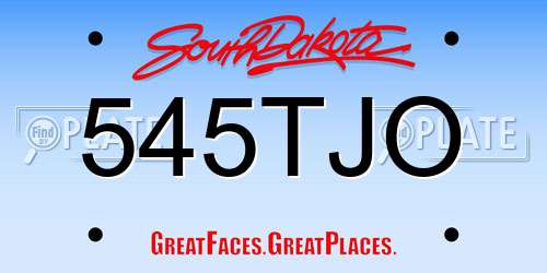 545TJO South Dakota License Plate