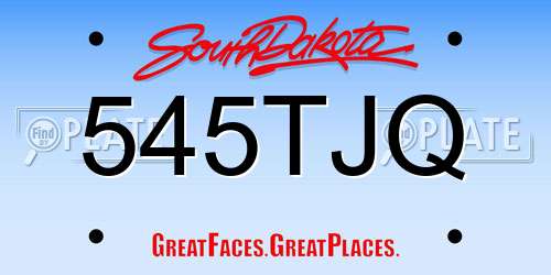 545TJQ South Dakota License Plate