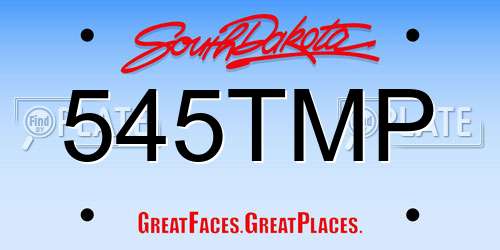545TMP South Dakota License Plate