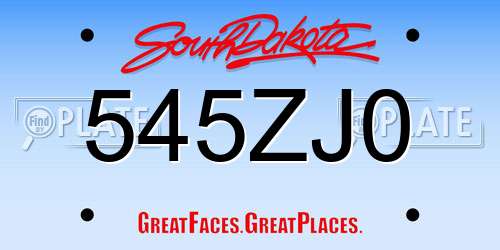 545ZJ0 South Dakota License Plate
