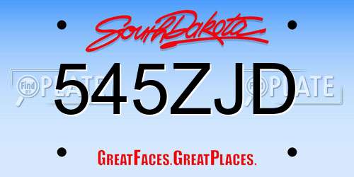 545ZJD South Dakota License Plate