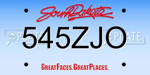 545ZJO South Dakota License Plate