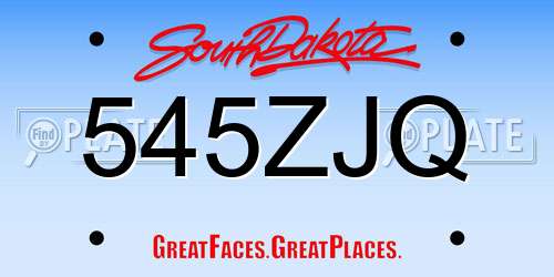 545ZJQ South Dakota License Plate
