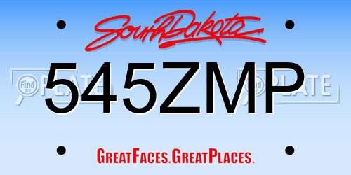 545ZMP South Dakota License Plate