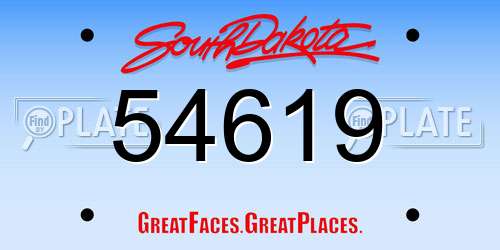 54619 South Dakota License Plate