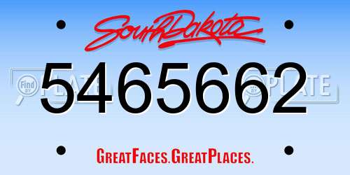 5465662 South Dakota License Plate