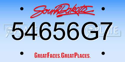 54656G7 South Dakota License Plate