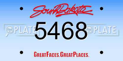 5468 South Dakota License Plate