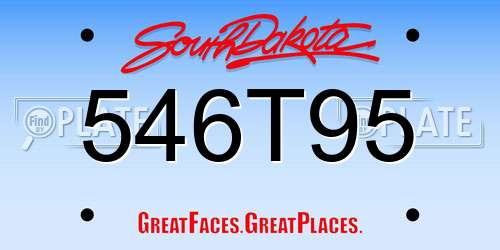 546T95 South Dakota License Plate