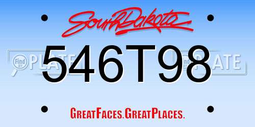 546T98 South Dakota License Plate