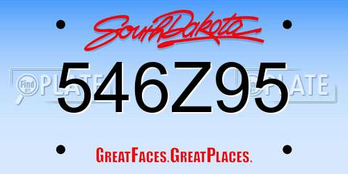 546Z95 South Dakota License Plate