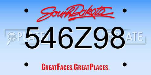 546Z98 South Dakota License Plate