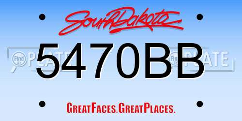 5470BB South Dakota License Plate