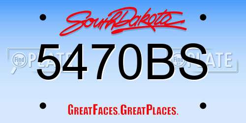 5470BS South Dakota License Plate