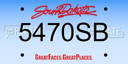 5470SB South Dakota License Plate