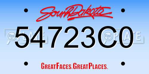 54723C0 South Dakota License Plate