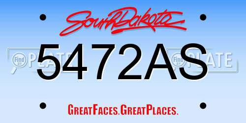 5472AS South Dakota License Plate