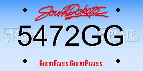 5472GG South Dakota License Plate