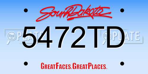 5472TD South Dakota License Plate