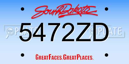 5472ZD South Dakota License Plate