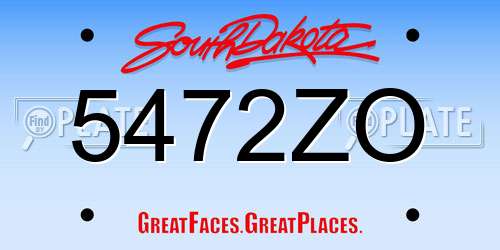 5472ZO South Dakota License Plate