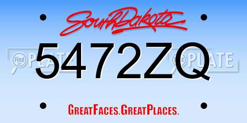 5472ZQ South Dakota License Plate