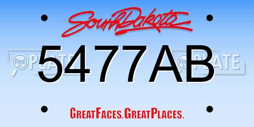 5477AB South Dakota License Plate