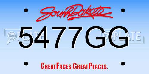 5477GG South Dakota License Plate