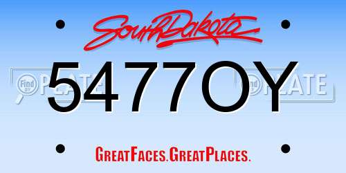 5477OY South Dakota License Plate