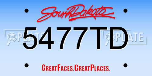 5477TD South Dakota License Plate