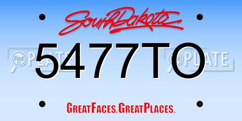 5477TO South Dakota License Plate