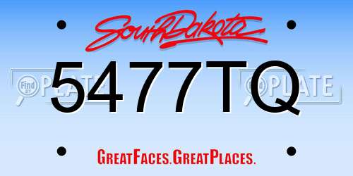 5477TQ South Dakota License Plate