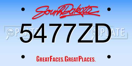 5477ZD South Dakota License Plate